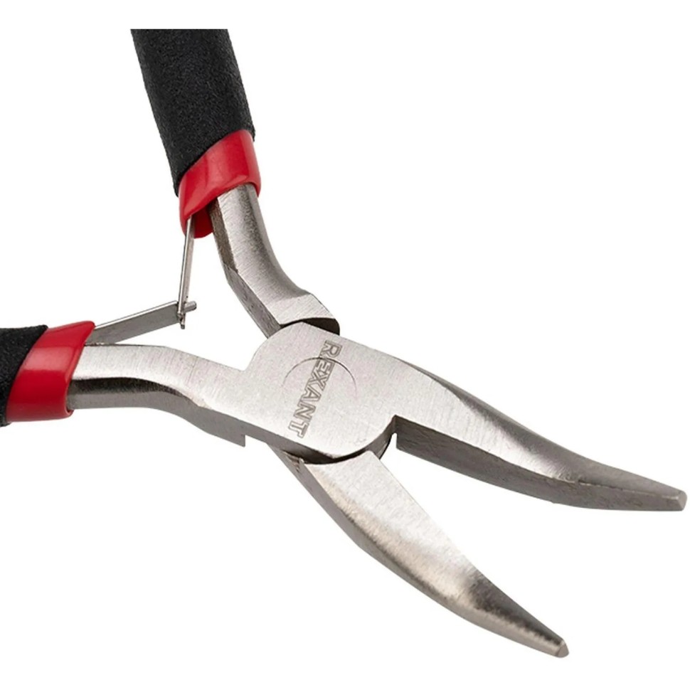 Тонкогубцы изогн. мини 120мм никел., авторазжим, облив рук. REXANT 12-4603