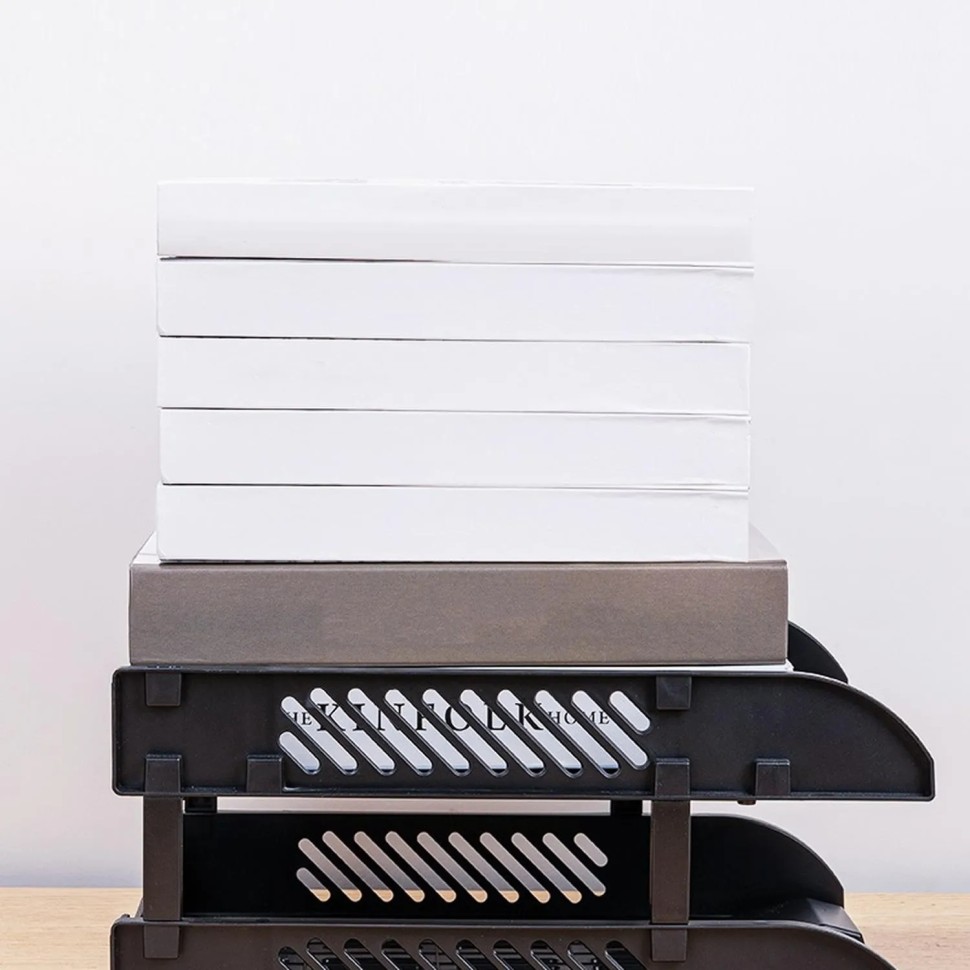 Лоток горизонтальный для бумаг  Deli E9212,сборн,черн,325x241x155мм 2шт/наб