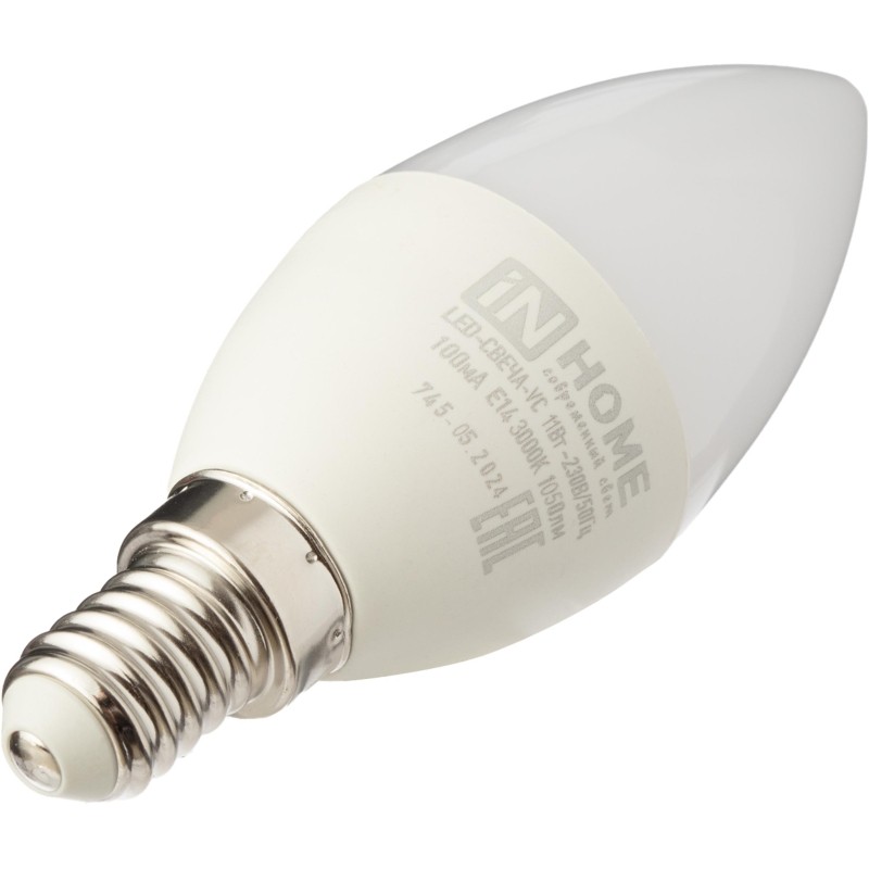 Лампа светодиодная LED-СВЕЧА-VC 11Вт 230В Е14 3000К 1050Лм IN HOME