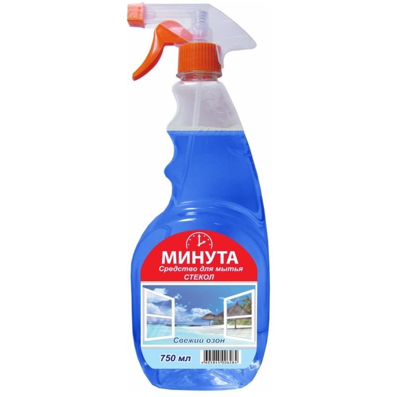 Средство для стекол и зеркал Минута со спиртом, с курком 750мл в ассорт