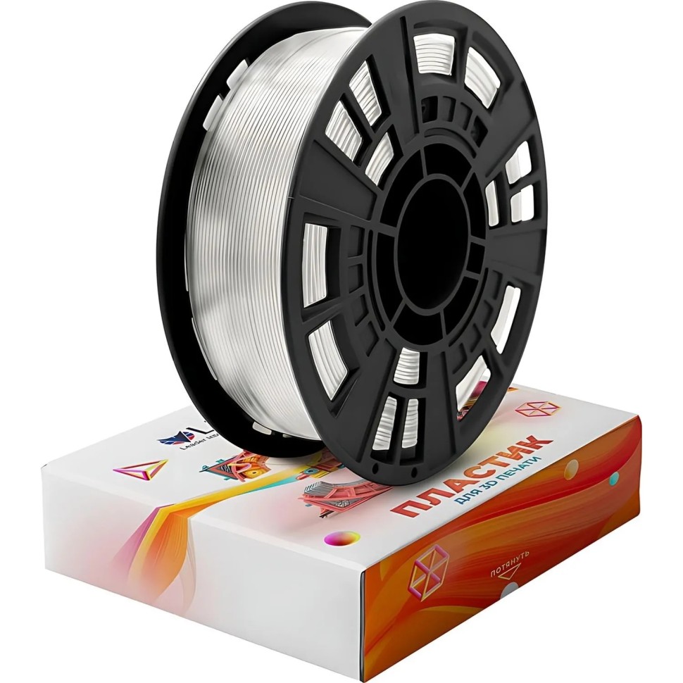 Катушка PETG+ пластик LIDER-3D для 3D принтера, 1.75 мм/прозр./1 кг Катушка PETG+ пластик LIDER-3D для 3D принтера, 1.75 мм/прозр./1 кг
