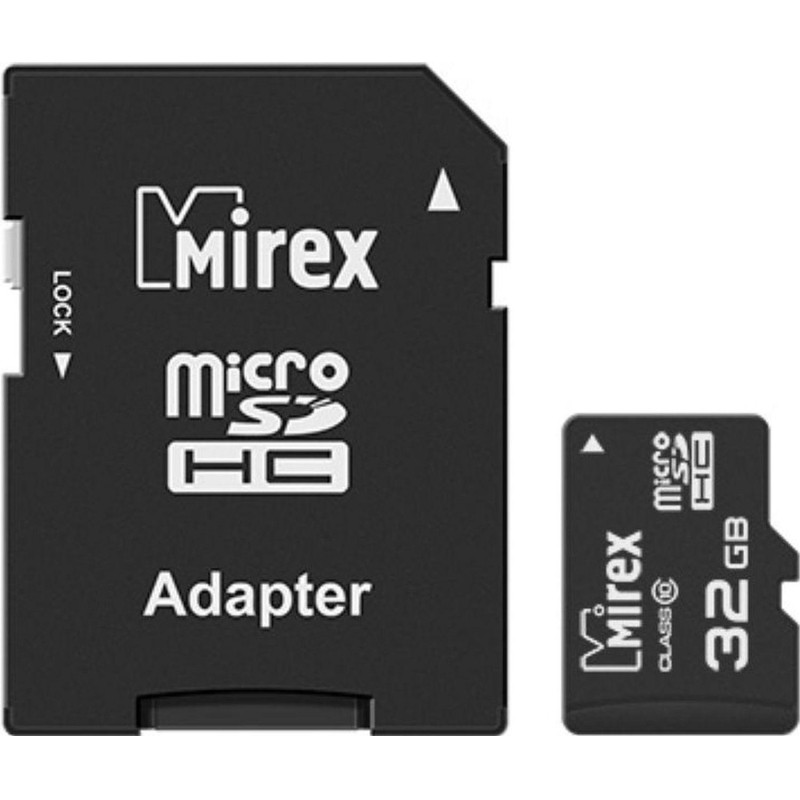 Карта памяти Mirex microSDHC с адаптером 32Gb (class 10) (13613-AD10SD32)