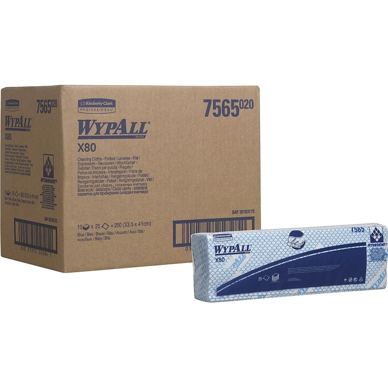 Материал протирочный нетканый WypAll X80 синий 1сл 25л/пач 10пач/уп 7565
