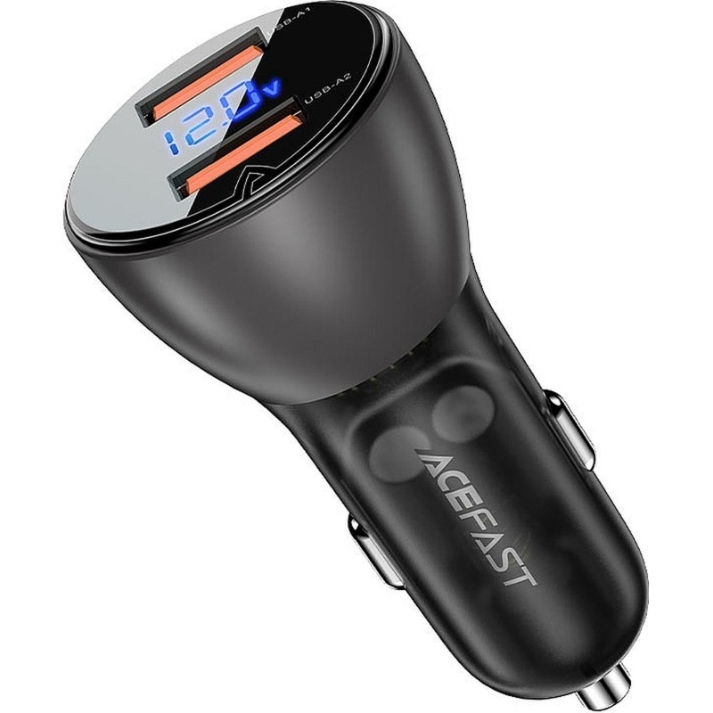 Зарядное устройство ACEFAST B7 metal  45W USB-A+USB-A,автомоб,черн/полупроз