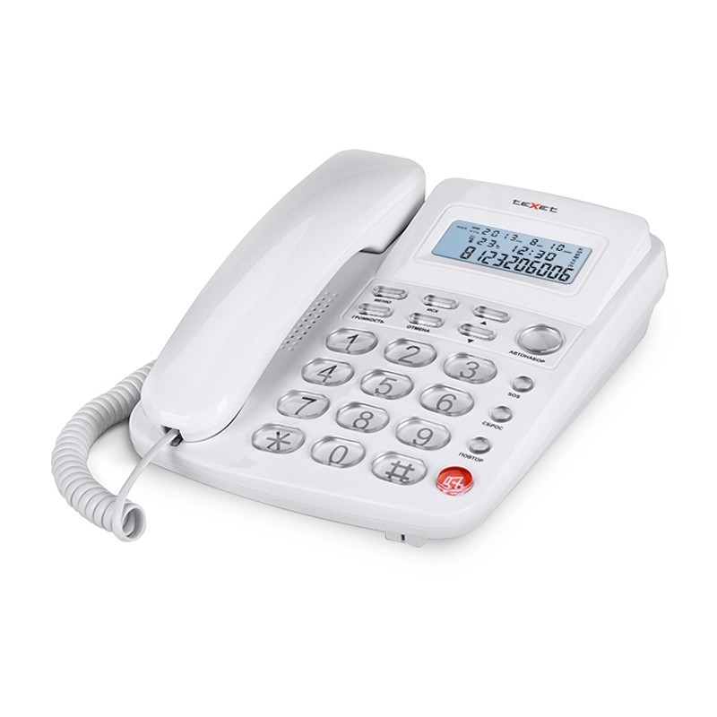 Телефон проводной teXet TX-250 белый