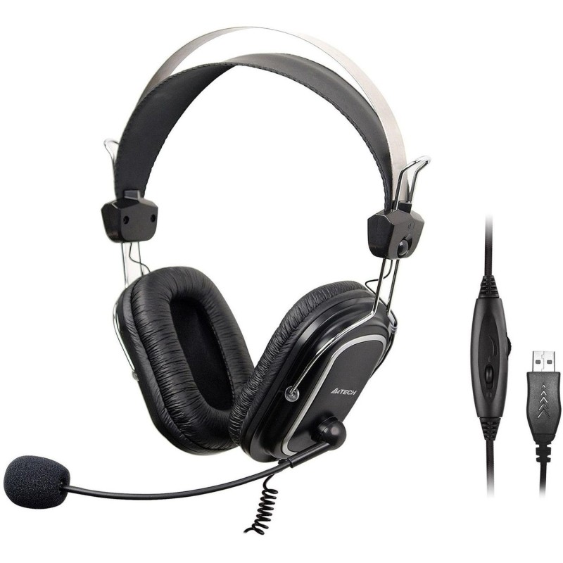 Гарнитура A4Tech (HU-50) черный 2м накладные USB