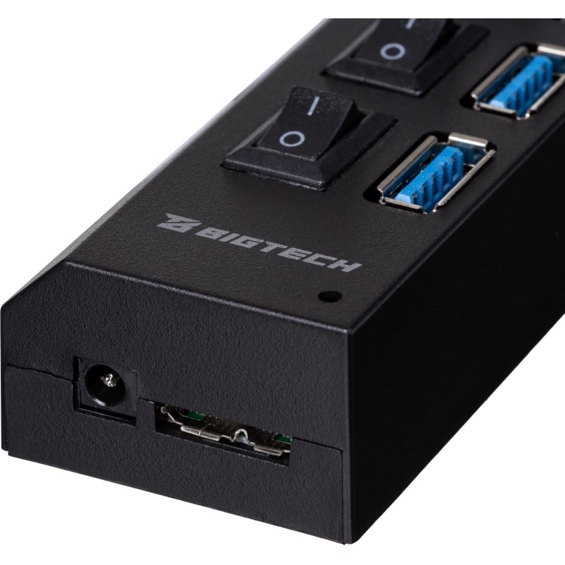 Разветвитель USB  HS006 выключатель/USB 3.0x7/черный