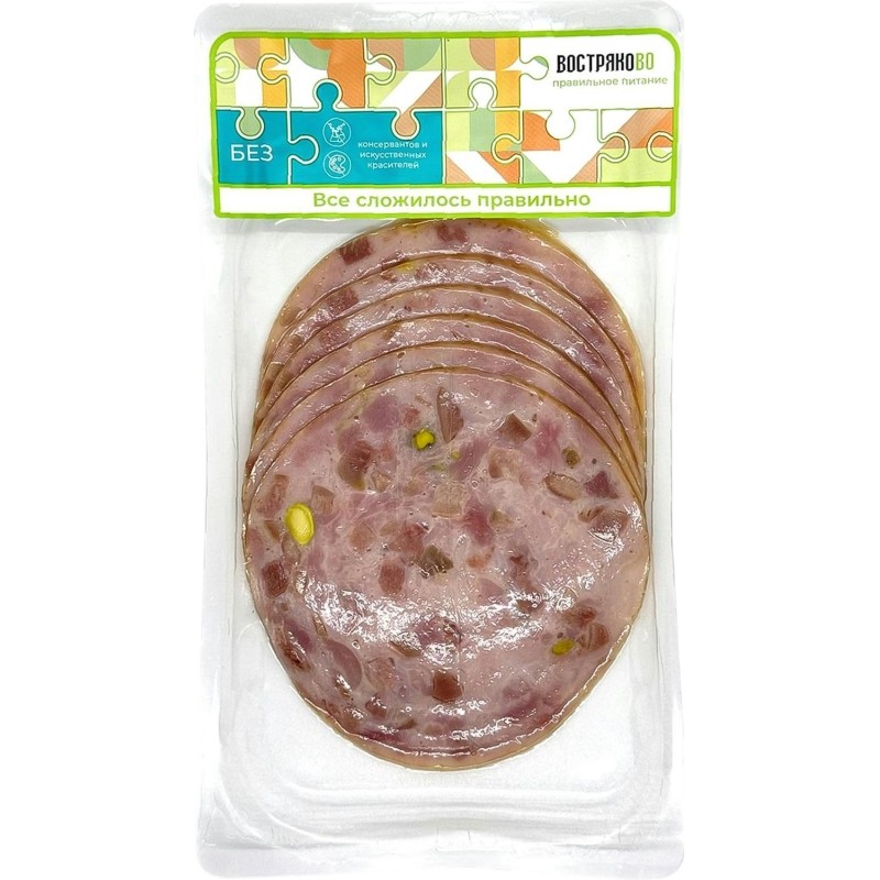 Ветчина из мяса индейки с языком и фисташками с/н в/у г/я 150г
