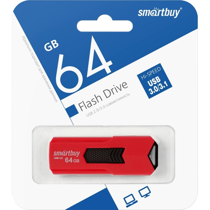Флеш-память Smartbuy UFD 3.0/3.1 64GB STREAM Red (SB64GBST-R3)