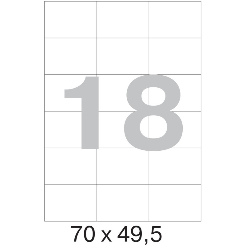 Этикетки самоклеящиеся 70х49,5мм 18 шт/л А4 п/глян (100л/уп)