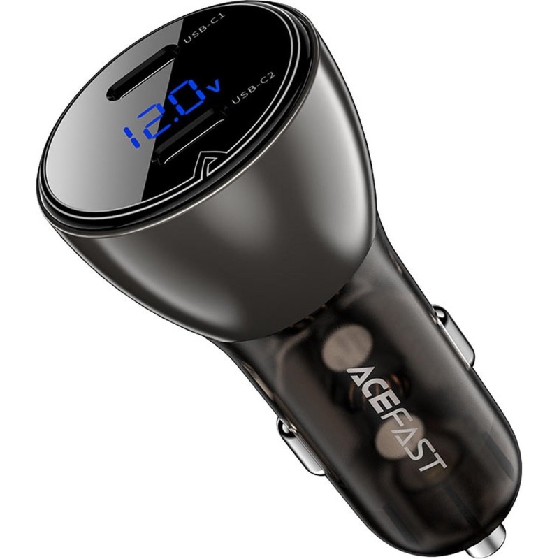 Зарядное устройство ACEFAST B10 metal  60W (USB-C + USB-C) автомоб, черный