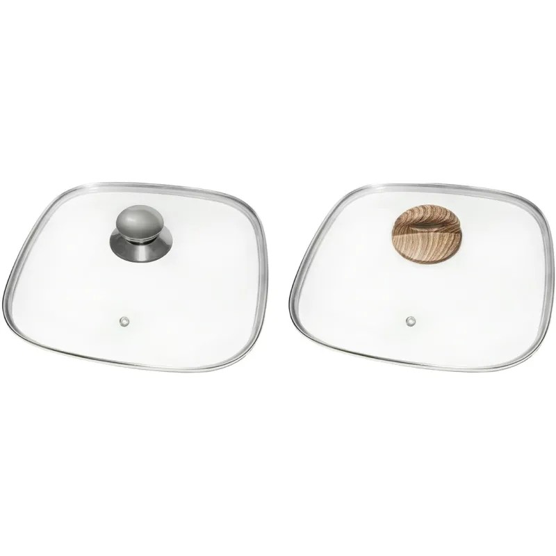 Крышка набор квадратных 27х27см Panairo Wood&Chrome, 2 предмета