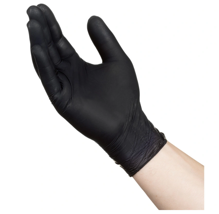 Перчатки одноразовые универсальные нитриловые Комус Проф нестерильные неопудренные размер S (6.5-7) чёрные (50 пар/100 штук в упаковке)