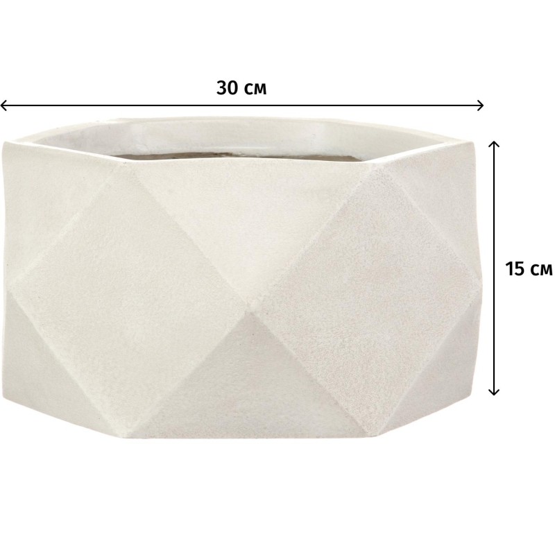 Кашпо Геометри Чаша,файберстоун,слоновая кость,W30L30H15cm (23г) DBOWL30-AW