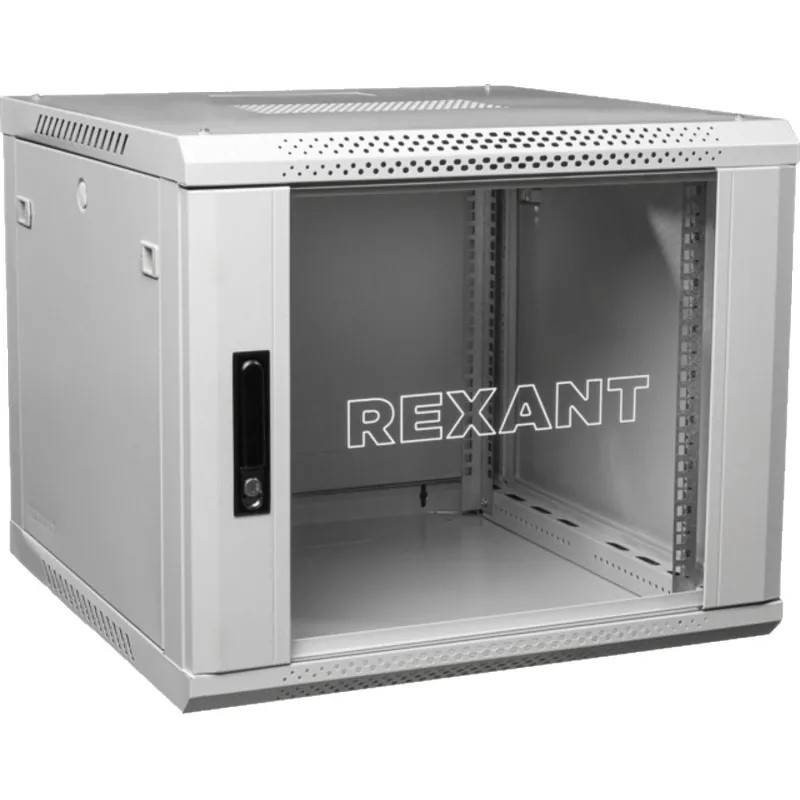 Шкаф настенный REXANT 9U 600x450, дверь сплошное стекло, сер. (04-0964-111)