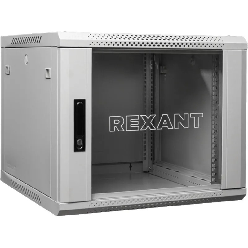 Шкаф настенный REXANT 9U 600x450, дверь сплошное стекло, сер. (04-0964-111)