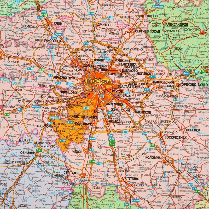 Карта настенная ЦФО (+СПб) 1,58х1,18 м,КН36