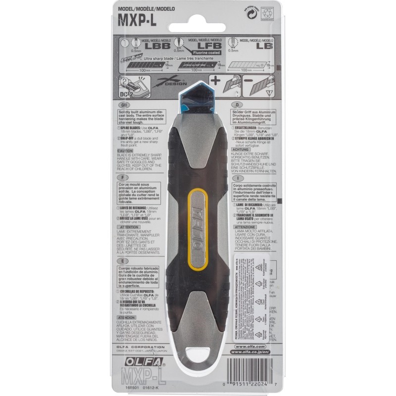 Нож OLFA 18 мм X-design, цельная алюминиевая рукоятка (OL-MXP-L)