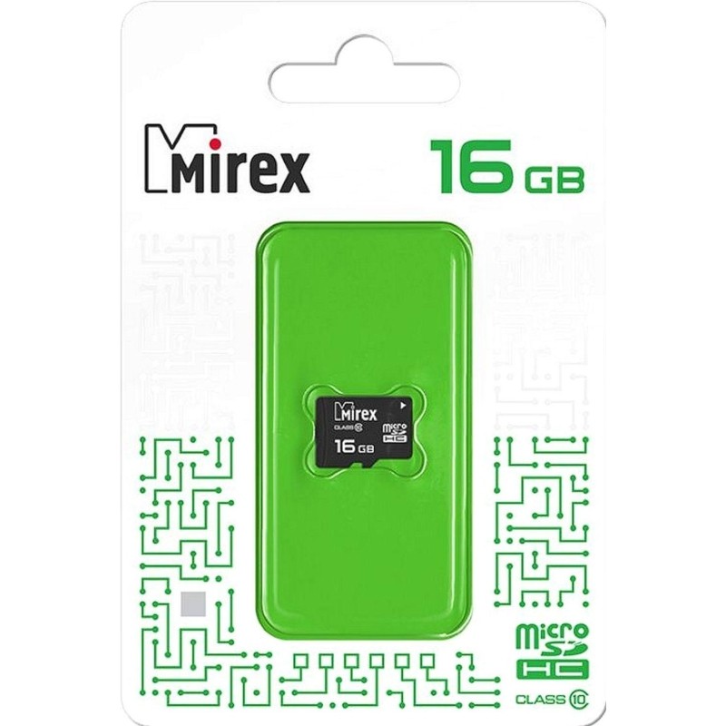 Карта памяти Mirex microSDHC 16Gb (class 10), шт (13612-MC10SD16)