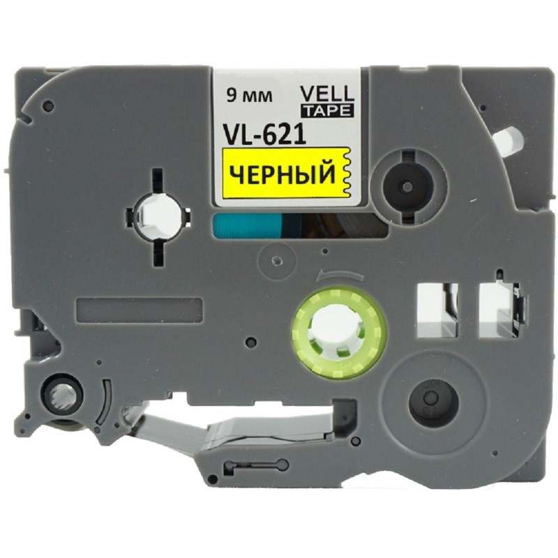 Картридж Vell VL-621 (Brother TZE-621, 9 мм, чер на желтом) для PT {Vell621