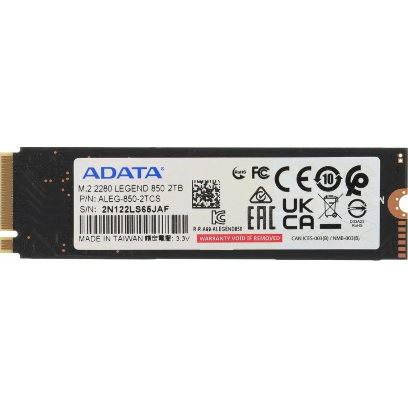 SSD накопитель ADATA LEGEND 850(ALEG-850-2TCS),2TB, M.2,NVMe 1.4,PCIe 4.0x4