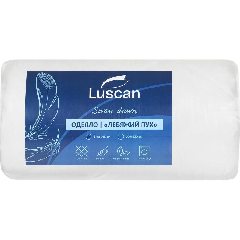Одеяло Luscan 140х205 см стеганное микрофибра/лебяжий пух 300 г/м2