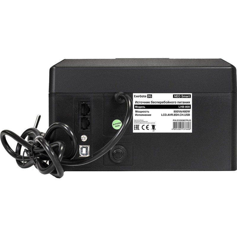 ИБП ExeGate NEO Smart LHB-800 лин-инт, 800ВА/480Вт,8xEURO+4USB(EX293857RUS)