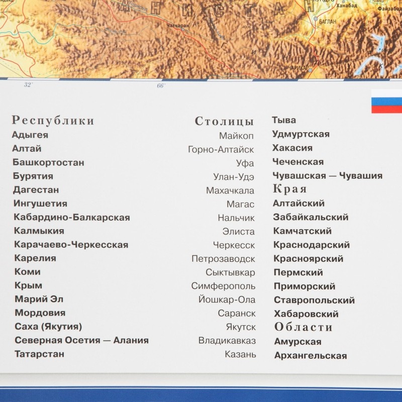 Карта настенная Россия физическая 2,02х1,43 м,КН97