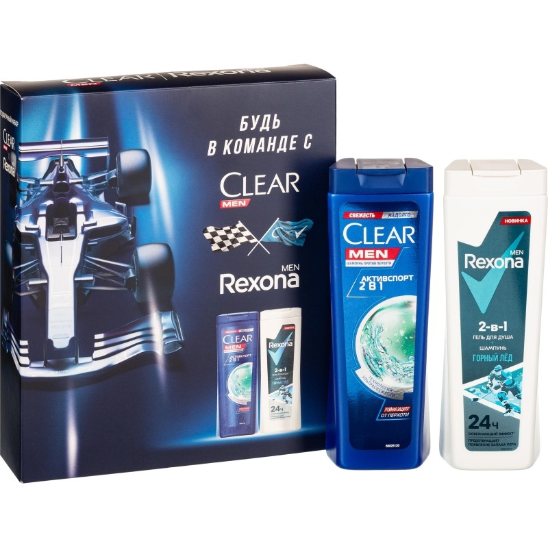 Подарочный набор Clear men Спорт коллекция,200+180мл муж