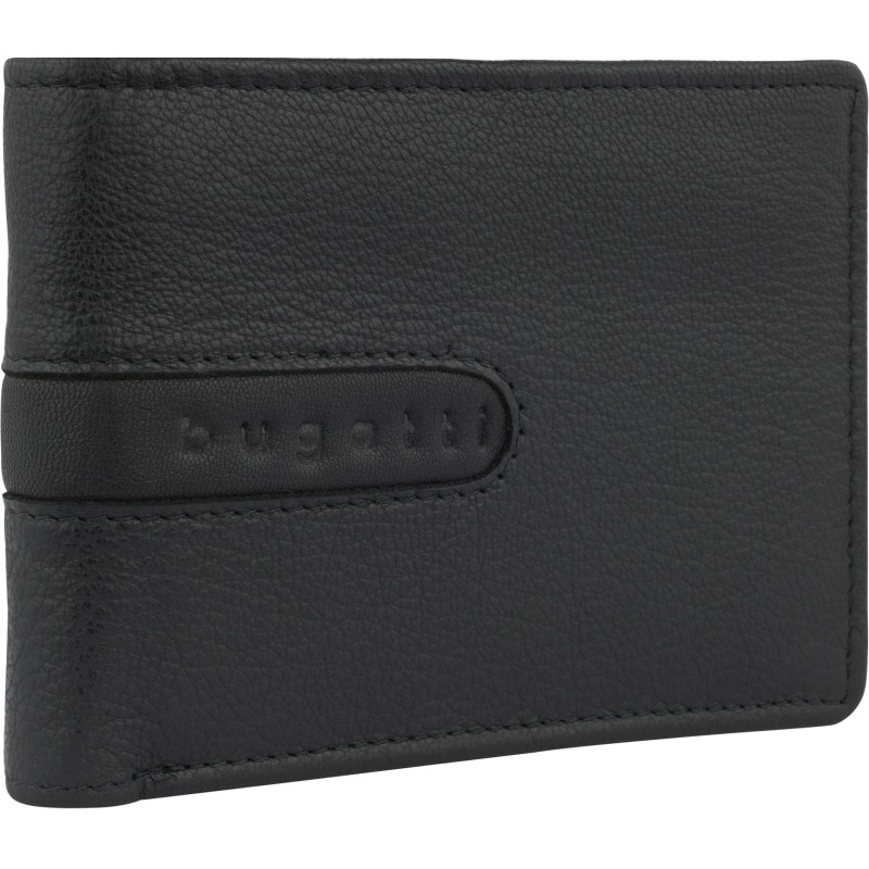 Портмоне BUGATTI Bomba, защ RFID,черн, кожа козы/полиэс, 12,5х2х9, 49135201