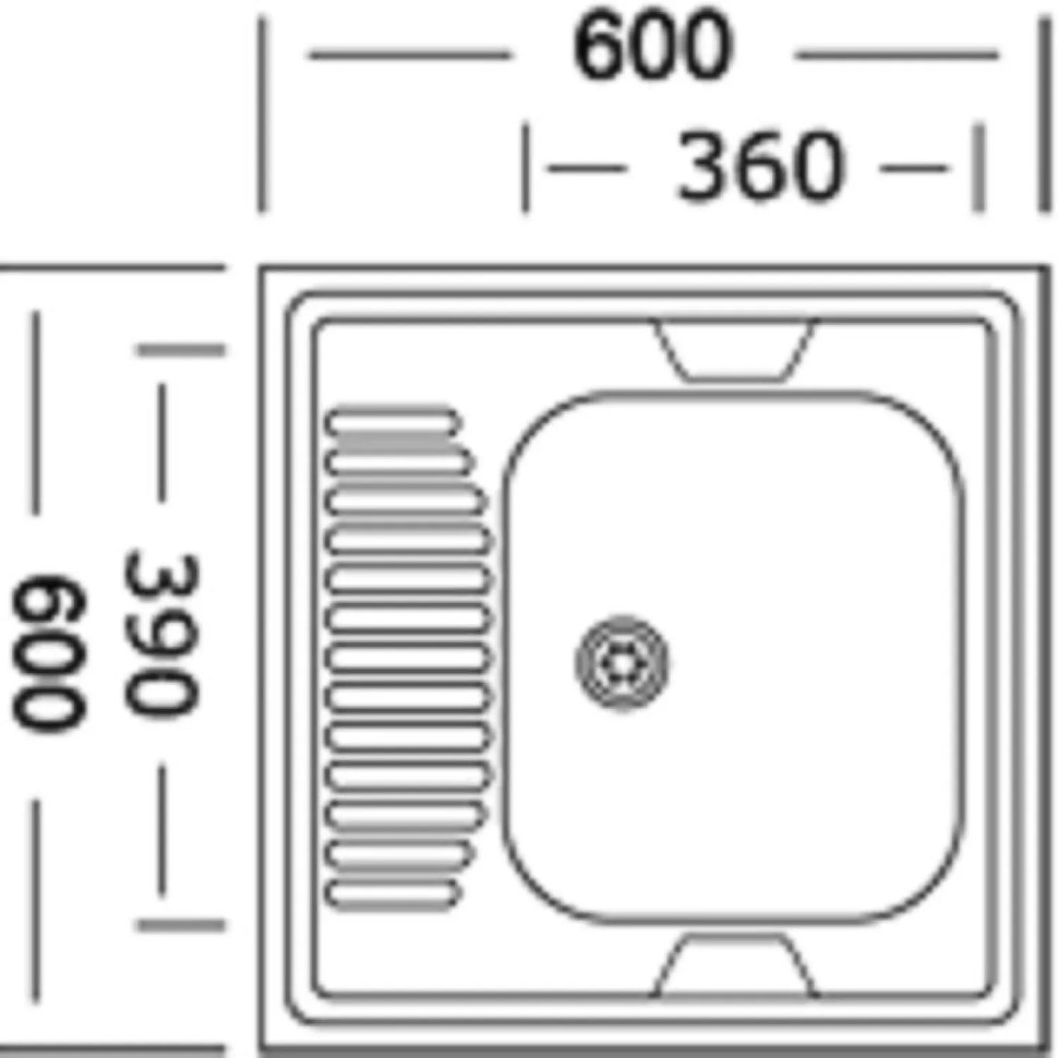 Мойка КМ_Накладная нерж.сталь 600x600 с сифоном Мойка КМ_Накладная нерж.сталь 600x600 с сифоном