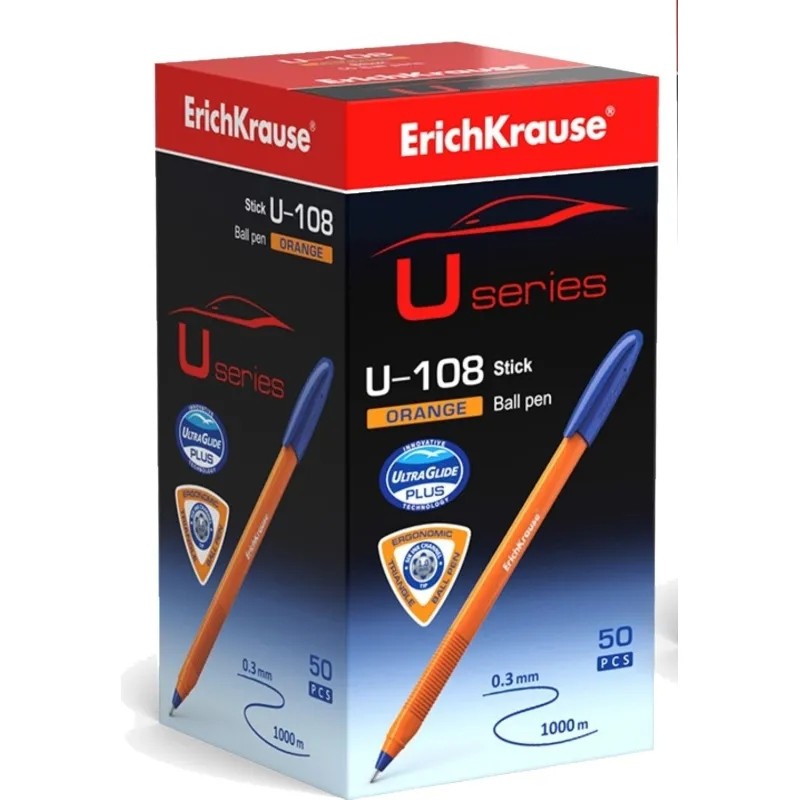 Ручка шариковая неавтомат. ErichKrause U-108 Ultra Glide,дш.0,7,синий,47582