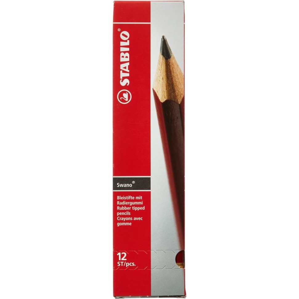 Карандаш чернографитный STABILO Swano 4906 НВ с ластиком