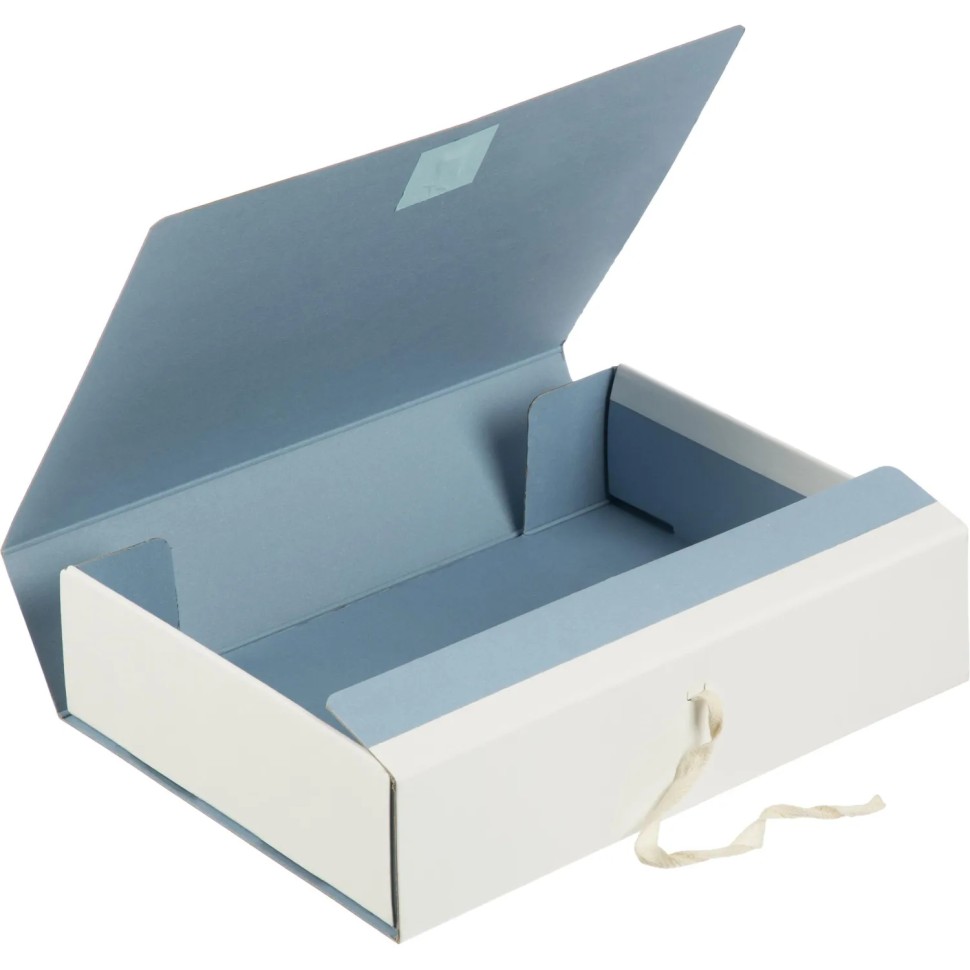 Короб архивный Комус 80мм перепл.картон синий особо прочн с завязками