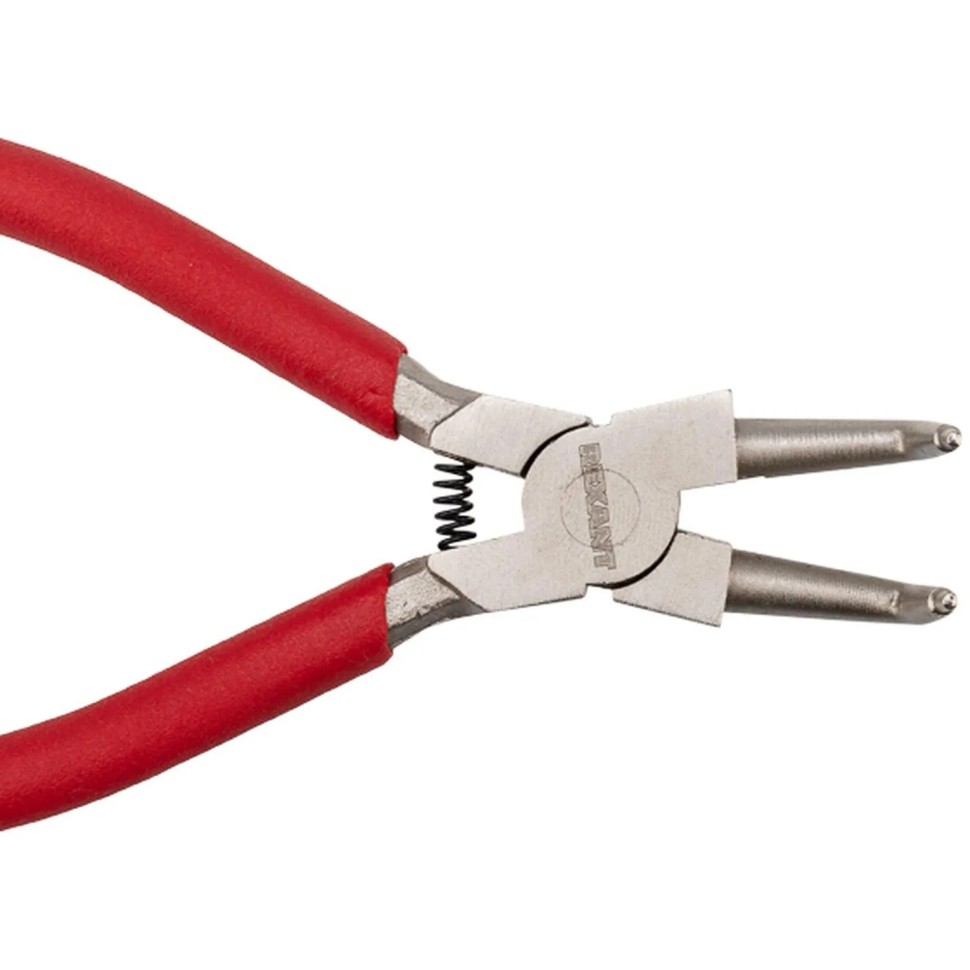 Щипцы для стопорных колец загнутый сжим 160мм, облив. рук. REXANT 12-4637