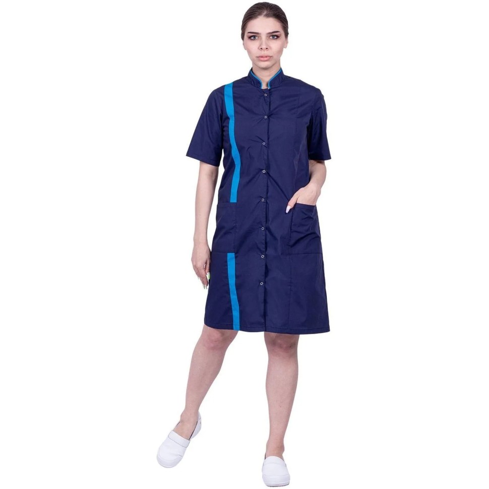 Халат ДИАНА, т/синий-голубой (Хал 818), 80-84/ 158-164