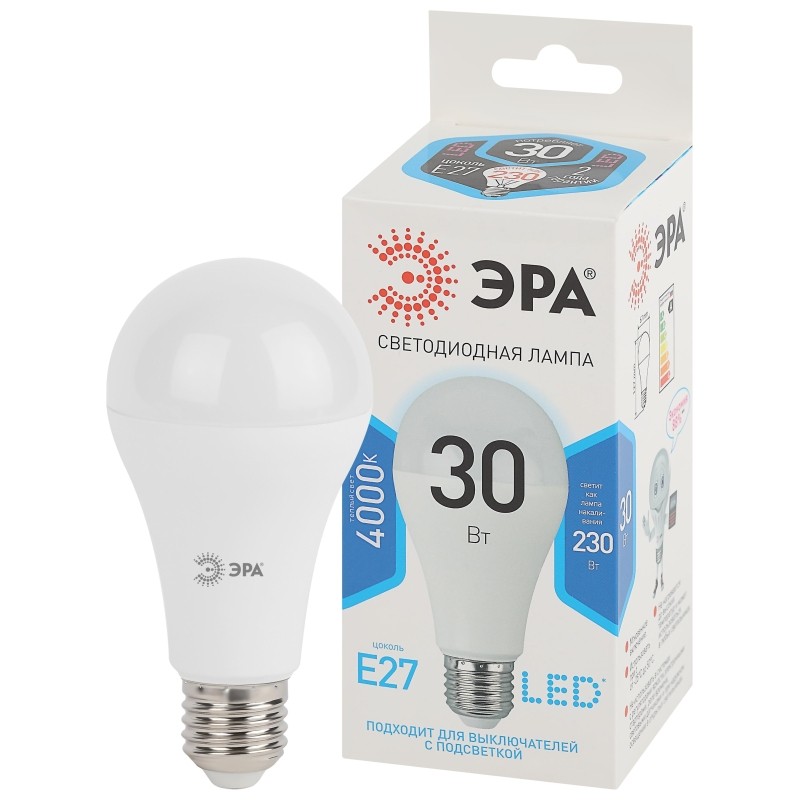 Лампа светодиодная ЭРА STD LED A65-30W-840-E27 E27 / Е27 30Вт нейтрал. свет