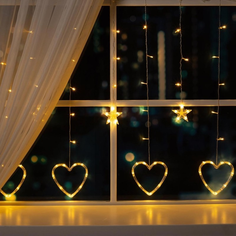 Гирлянда светодиодная Бахр 2.4x0.9м Сердце,IP20,186LED,теп бел,8реж 4356978