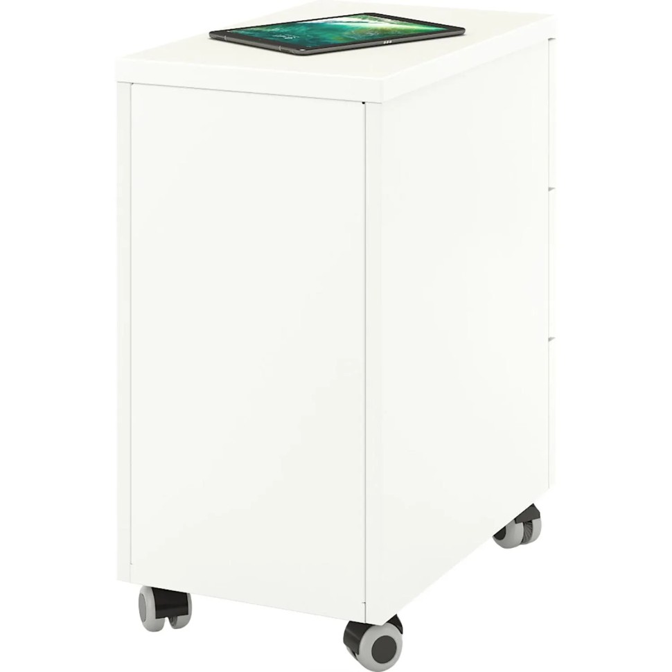 Тумба мобильная ZAMM Формат узкая 3 ящика c центр. замком. 500мм Бел./Бел