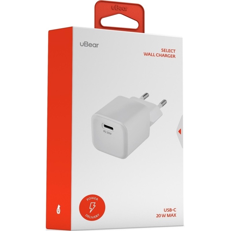 Адаптер питания uBear Select Wall charger 20W, бел, USB-C (WC20WH01-AD)