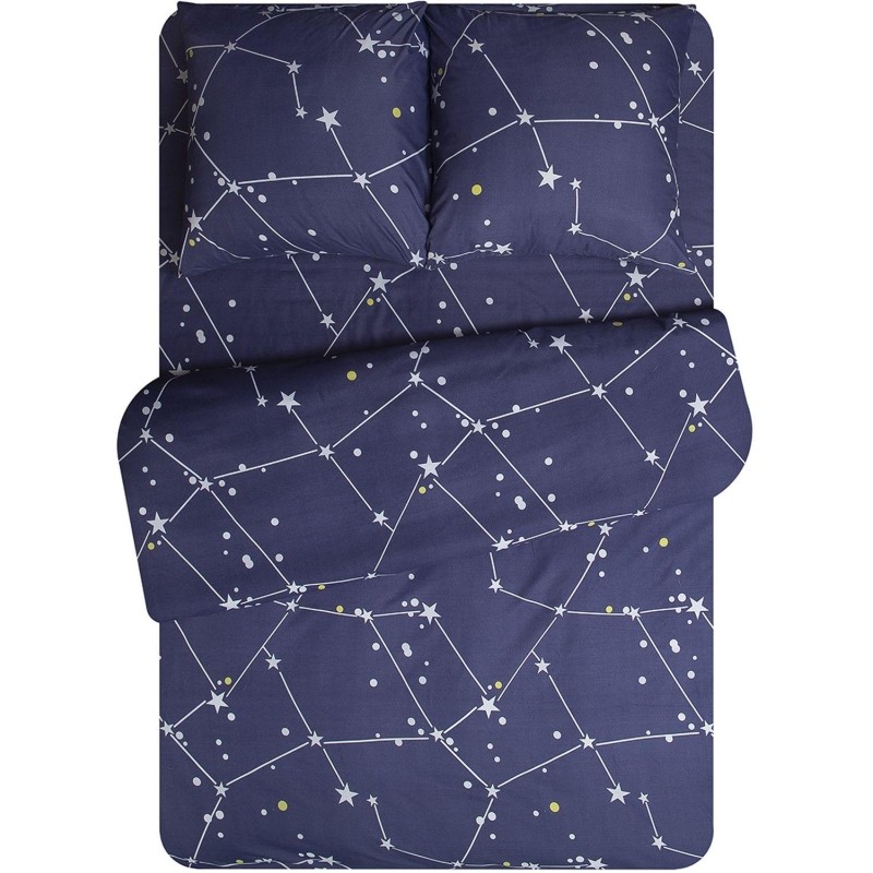 Постельное белье 1,сп микрофибра Asterisk (нав. 70х70 2 шт), синий