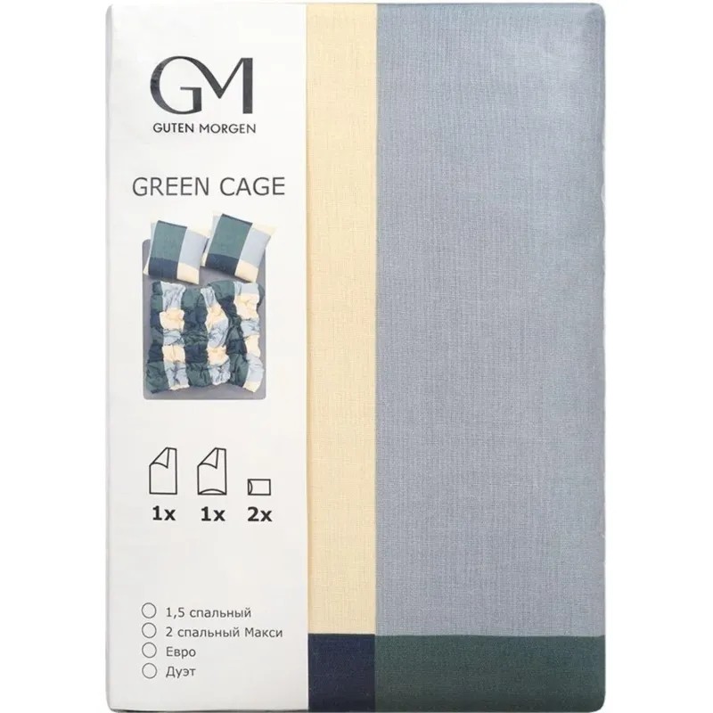 Постельное белье Евро Бязь (нав.50х70-2шт),Green cage