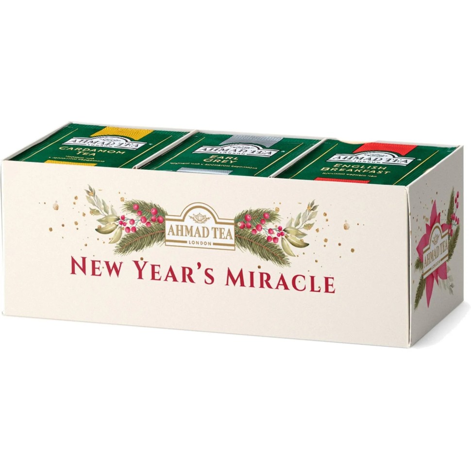 Чай Ahmad Tea Новогоднее чудо, ассорт, пак в конв, 3вкуса, 30пак (N078) НГ