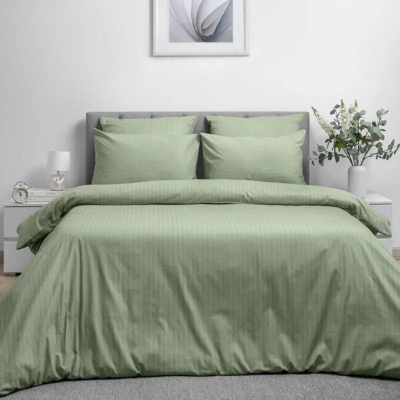 Пододеяльник 1,5сп 148х215 см, страйп-дизайн, 105г/м2, Smoke Green 782072