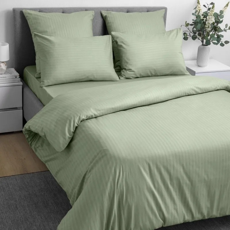 Пододеяльник 1,5сп 148х215 см, страйп-дизайн, 105г/м2, Smoke Green 782072
