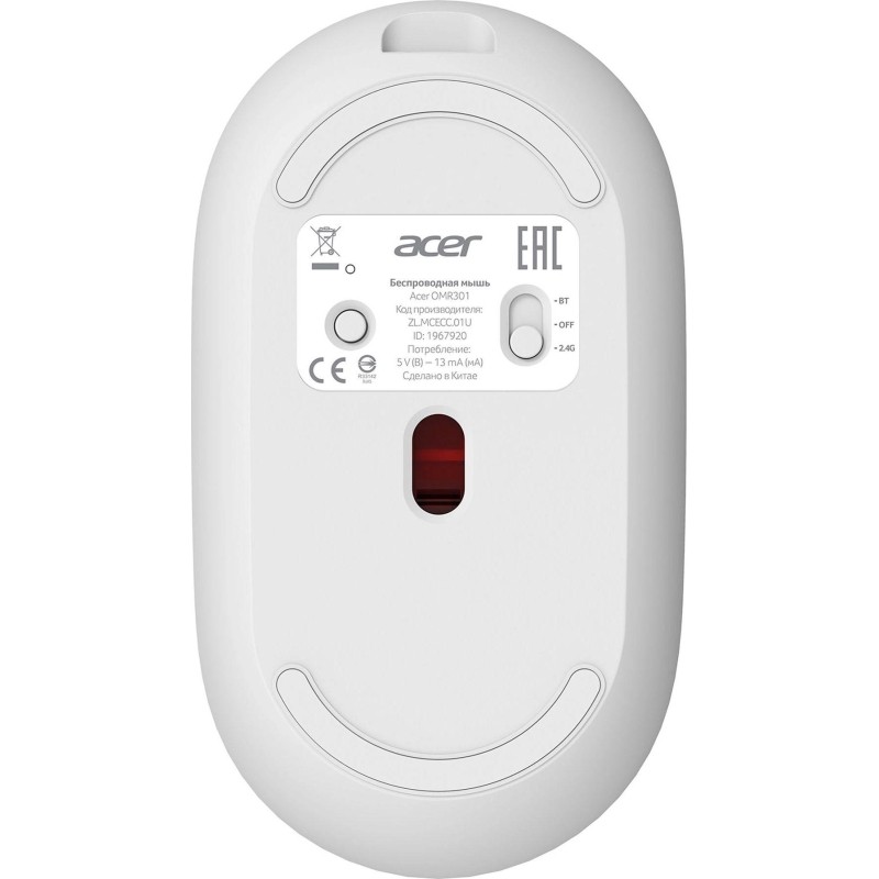 Мышь компьютерная Acer OMR301 1600dpi/беспроводная/BT/Radio/USB/белый