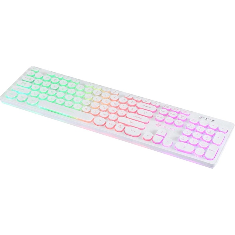 Клавиатура Oklick 420MRL белый USB slim Multimedia LED (1091227)