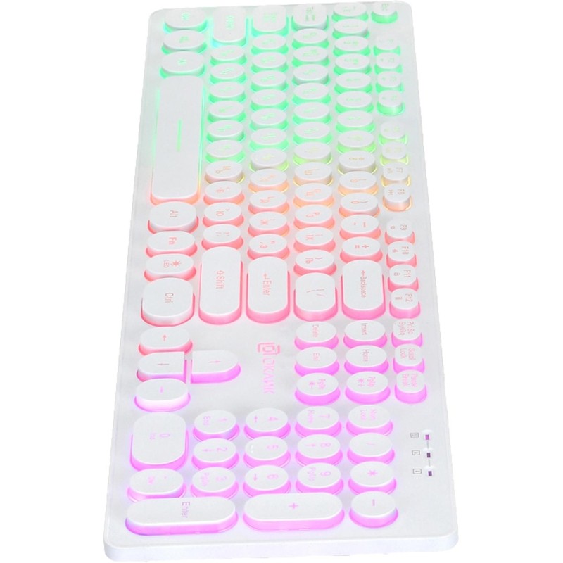 Клавиатура Oklick 420MRL белый USB slim Multimedia LED (1091227)