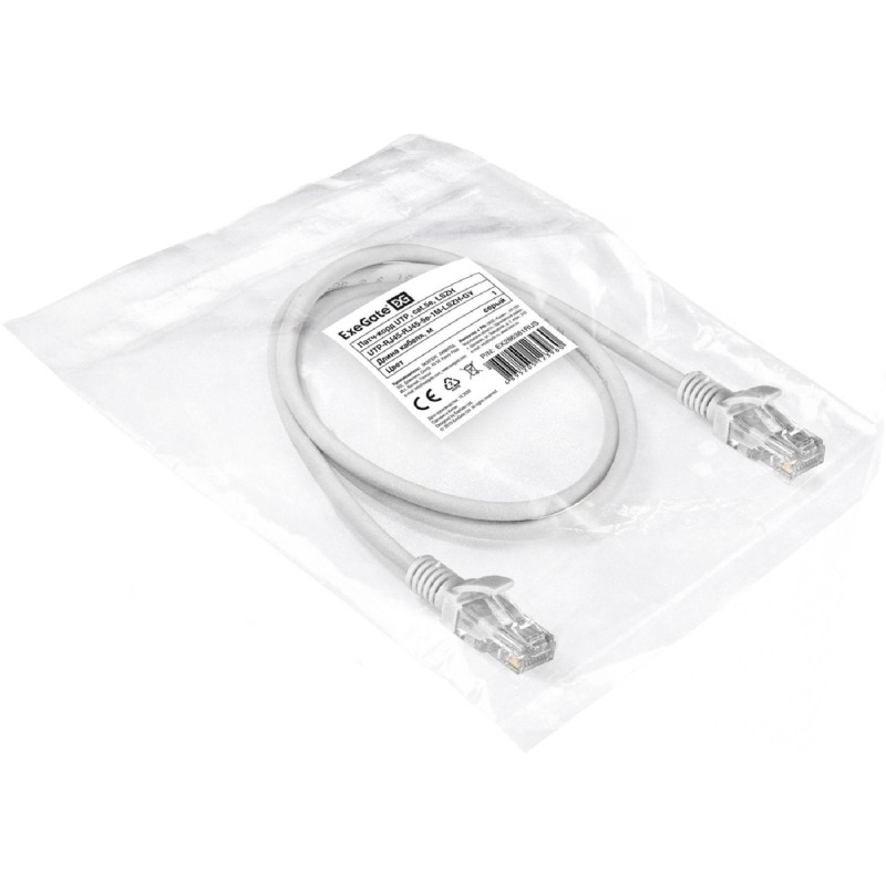 Патч-корд ExeGate UTP-RJ45-RJ45-5e-1M-LSZH-GY, 5e, 1м, серый &lt;EX286381RUS