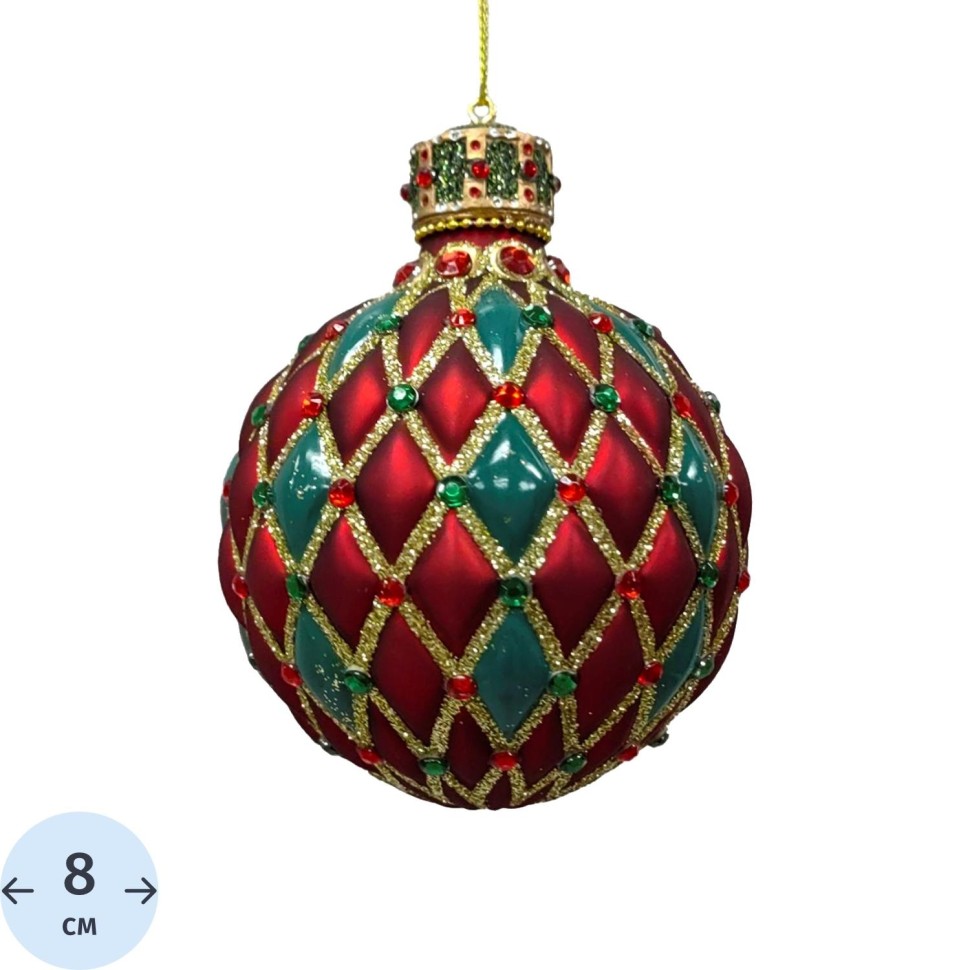 Игрушка Украшение НГ подвесное из стекла и полирезины 8x8x10,8см арт.95564
